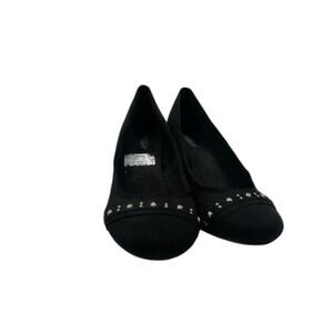 St. John’s Bay Black Wedge Flats with Studded Toe – Size 10